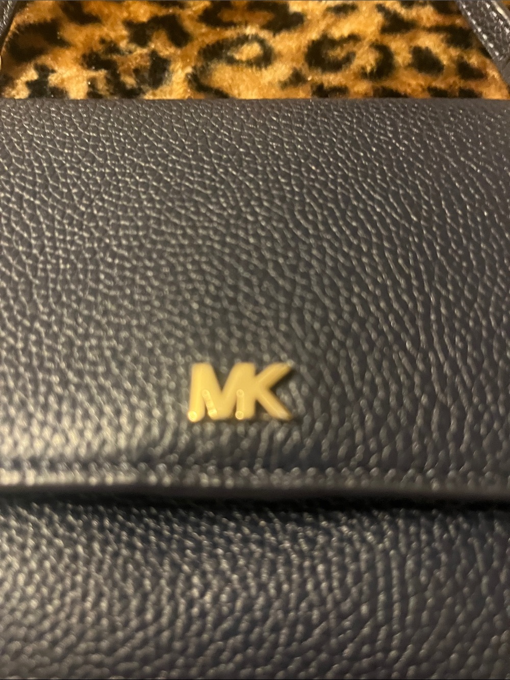 Michael Kors Black Pebbled Leather Crossbody with Gold MK Logo - Picture 9 of 9